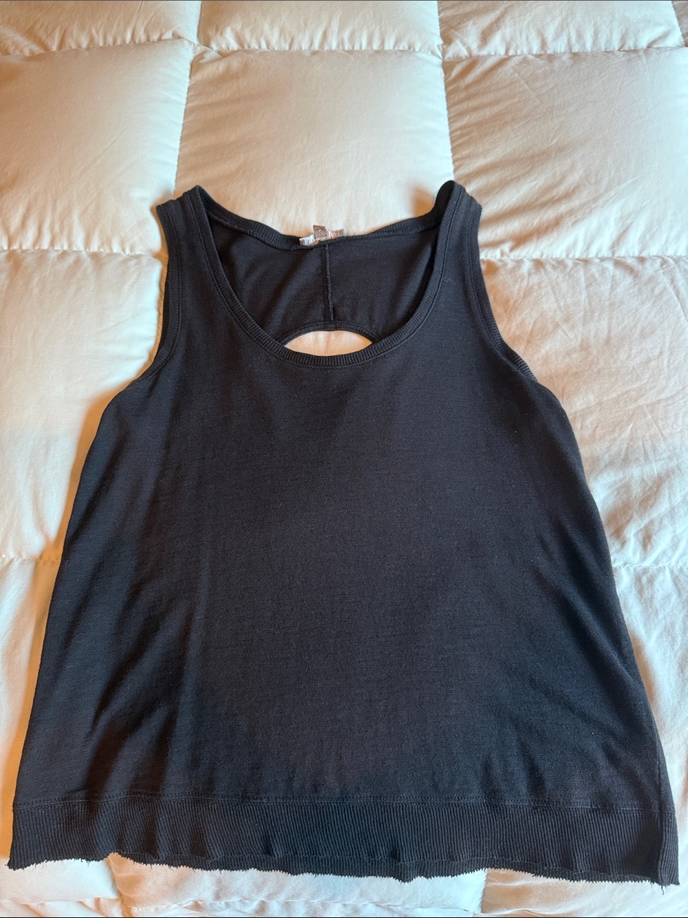 Lilla P Black Scoop Neck Tank with Back Keyhole